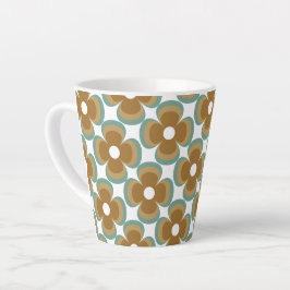 Trendy Teal Caramel Retro Groovy Flowers Seamless  Milchtasse
