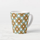 Trendy Teal Caramel Retro Groovy Flowers Seamless Milchtasse (Rechte Ecke)