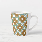 Trendy Teal Caramel Retro Groovy Flowers Seamless  Milchtasse (Rechts)