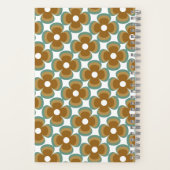 Trendy Teal Caramel Retro Groovy Flowers Seamless Notizblock (Rückseite)