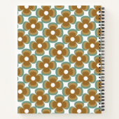 Trendy Teal Caramel Retro Groovy Flowers Seamless Notizblock (Rückseite)