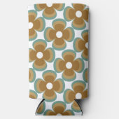 Trendy Teal Caramel Retro Groovy Flowers Seamless Selters Dosenkühler (Vorderseite)