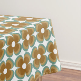 Trendy Teal Caramel Retro Groovy Flowers Seamless Tischdecke