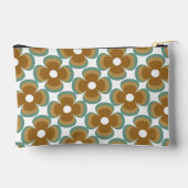 Trendy Teal Caramel Retro Groovy Flowers Seamless Zubehörtasche (Rückseite)