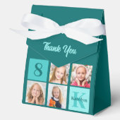 Trendy Teal Photo Collage Custom Birthday Party Geschenkschachtel (Vorderseite)