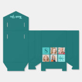 Trendy Teal Photo Collage Custom Birthday Party Geschenkschachtel (Ungefaltet)