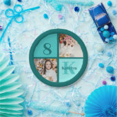 Trendy Teal Photo Collage Custom Birthday Party Pappteller (Party)