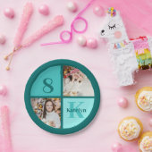 Trendy Teal Photo Custom Birthday Party Pappteller (Party)