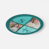 Trendy Teal Photo Custom Birthday Party Pappteller (Schrägansicht)