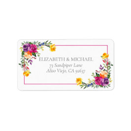 Trendy Technicolor Boho Floral Wedding Address Adressaufkleber