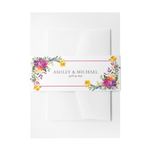 Trendy Technicolor Boho Floral Wedding Einladungsbanderole