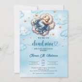 Trendy Teddy Bärenwolke 9 Boy Baby Dusche Einladung (Vorderseite)