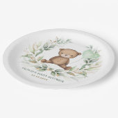 Trendy Teddy Bear Greenerenery Wreath Sage Balloon Pappteller (Schrägansicht)