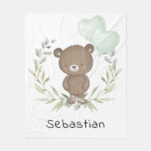 Trendy Teddy Bear Neutral Greenerity Baby Kinderzi Fleecedecke (Vorderseite)