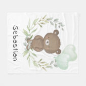 Trendy Teddy Bear Neutral Greenerity Baby Kinderzi Fleecedecke (Vorderseite (Horizontal))