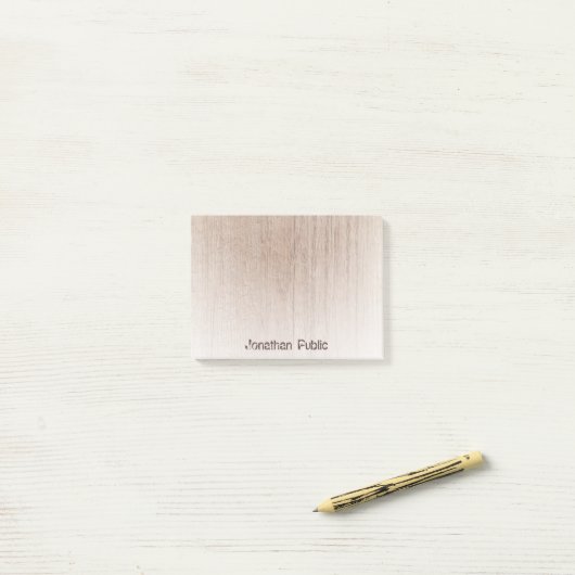 Trendy Template Elegant gestresstes Textholzbild Post-it Klebezettel (Auf Schreibtisch)