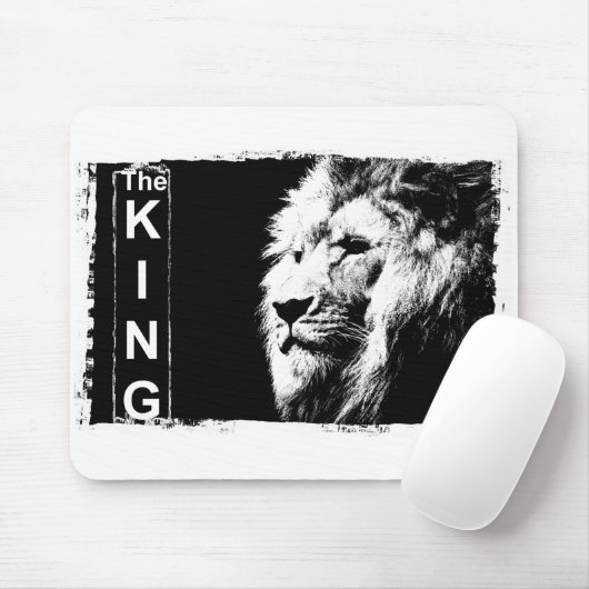 Trendy Template Lion Head Pop Art Picture The King Mousepad (Mit Mouse)