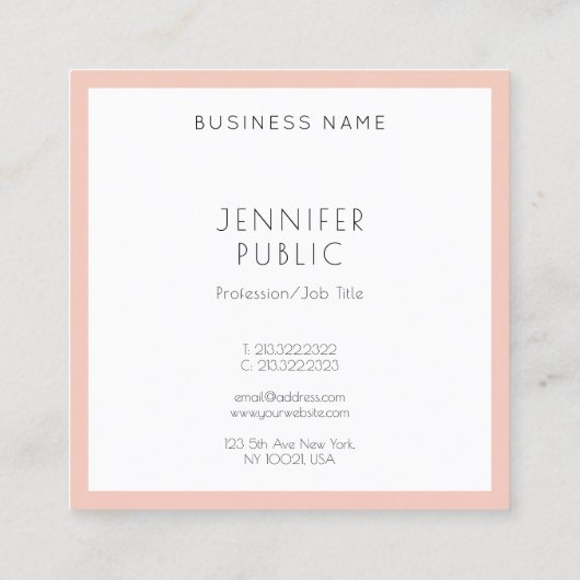 Trendy Template Modernes, Minimalistisches Design Quadratische Visitenkarte (Rückseite)