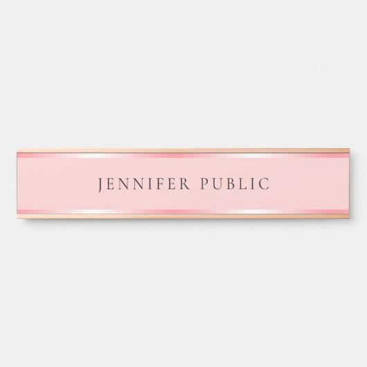 Trendy Template Name Blush Pink and Rose Gold Home Türschild (Vorderseite )