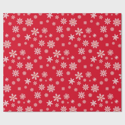 Trendy Template White Snowflakes Weihnachten Rot Geschenkpapier (Flach)
