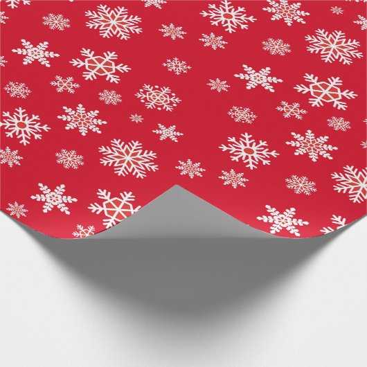 Trendy Template White Snowflakes Weihnachten Rot Geschenkpapier (Ecke)
