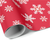 Trendy Template White Snowflakes Weihnachten Rot Geschenkpapier (Rolleneckpunkt)