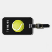 Trendy Tennis Racquet und Ball Personalisiert Blac Gepäckanhänger (Vorderseite horizontal)