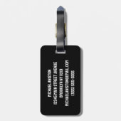 Trendy Tennis Racquet und Ball Personalisiert Blac Gepäckanhänger (Rückseite vertikal)