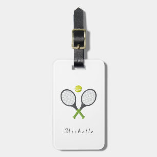 Trendy Tennis Racquet und Ball Personalisiert Gepäckanhänger