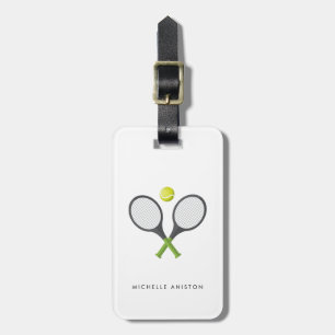 Trendy Tennis Racquet und Ball Personalisiert Gepäckanhänger