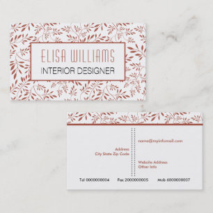 Trendy Terracotta Blätter Blumenmuster und Rahmen Visitenkarte