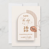 Trendy Terracotta Blume Bogen Brauntönen Elfenbein Einladung (Vorderseite)