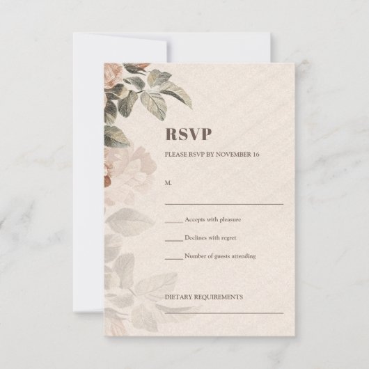 Trendy Terracotta Blume Grünpflanzen RSVP Karte (Vorderseite)