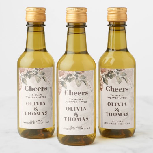 Trendy Terracotta Blume Salbeibraun Farbbogen Weinetikett (Flaschen)