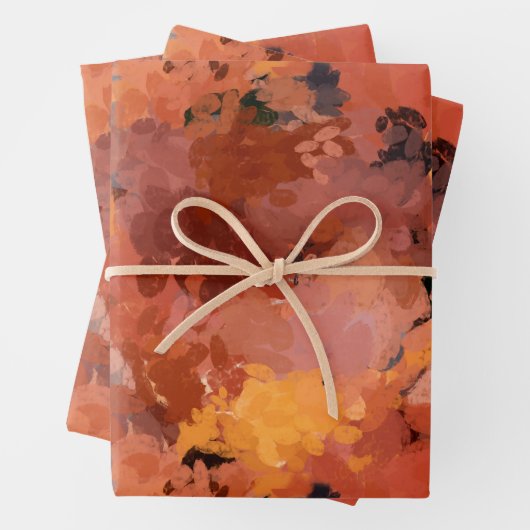 Trendy Terracotta Brown Orange Abstraktes Muster Geschenkpapier Set (Beispiel)