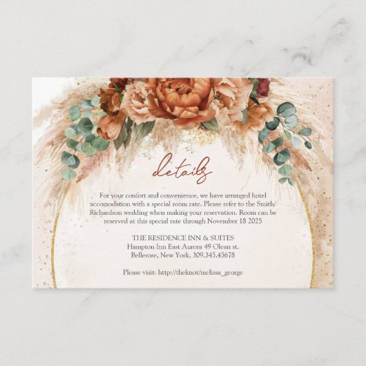 Trendy Terracotta burgundy Blume Details Begleitkarte (Vorderseite)