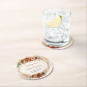 Trendy Terracotta burgundy Blume Grünbogen Runder Pappuntersetzer (Vor Ort)