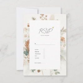 Trendy Terracotta Flowers and Meal Wedding RSVP Karte
