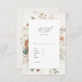 Trendy Terracotta Flowers and Meal Wedding RSVP Karte (Vorne/Hinten)