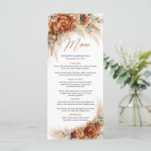 Trendy terracotta pampas gras eucalyptus menu menükarte (Stehend Vorderseite)