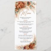 Trendy terracotta pampas gras eucalyptus menu menükarte (Vorderseite)