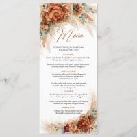 Trendy terracotta pampas gras eucalyptus menu