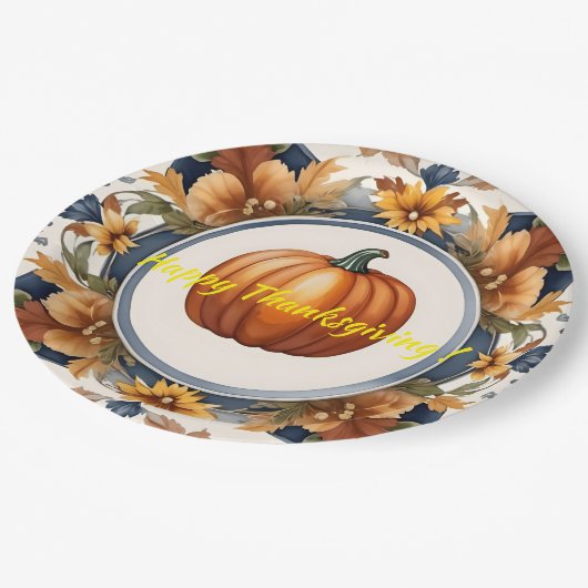 Trendy Thanksgiving Pumpkin Autumn Collection Pappteller (Schrägansicht)