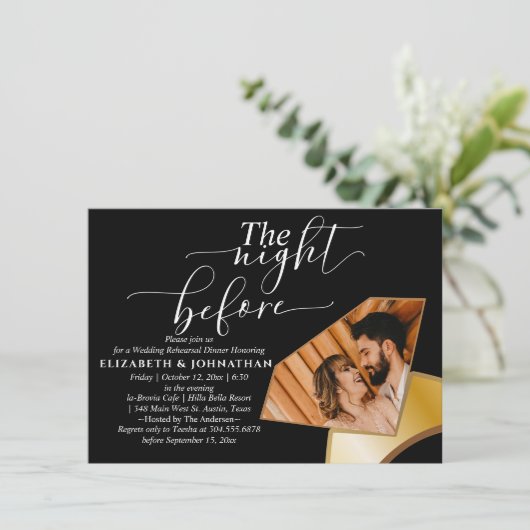 Trendy The Night Before Probe Dinner Einladung (Stehend Vorderseite)