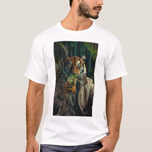 Trendy Tiger Drink Coffee T - Shirt (Vorderseite)