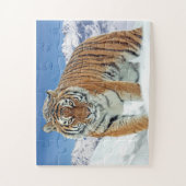 Trendy Tiger Snow Mountains Tierisches Foto Puzzle (Vertikal)