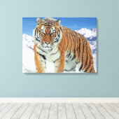 Trendy Tiger Snow Mountains Winterlandschaft Foto Leinwanddruck (Insitu (Holzboden))