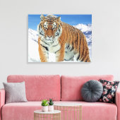 Trendy Tiger Snow Mountains Winterlandschaft Foto Leinwanddruck (Insitu (Wohnzimmer))