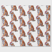 Trendy Tiger with Santa Hat Christmas Geschenkpapier (Flach)