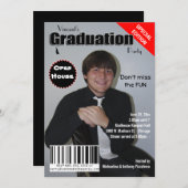 Trendy Titelseiten-Abschluss-Party laden ein Einladung (Vorne/Hinten)